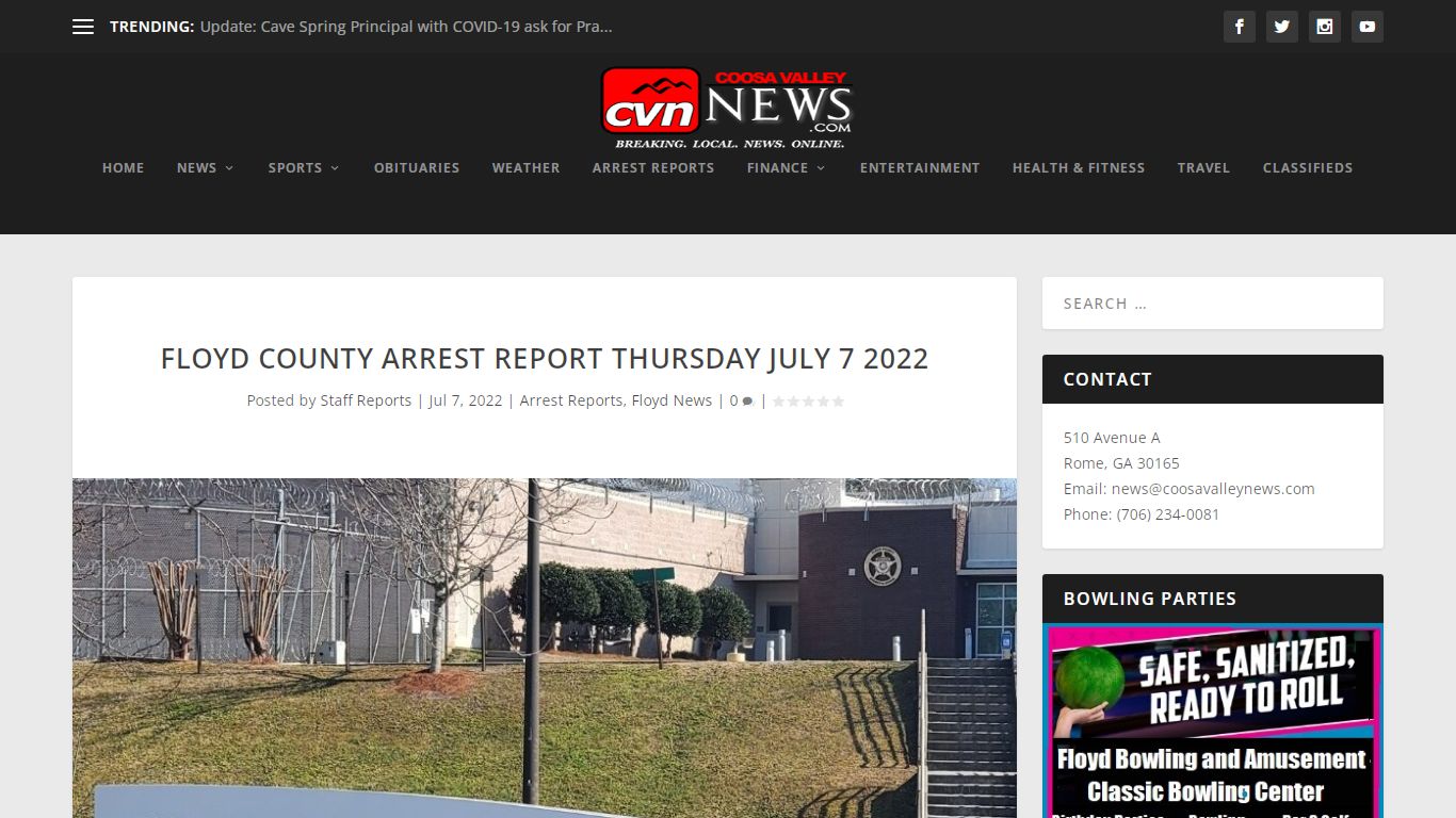 Floyd County Arrest Report Thursday July 7 2022