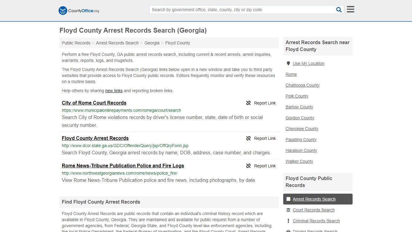 Arrest Records Search - Floyd County, GA (Arrests & Mugshots)